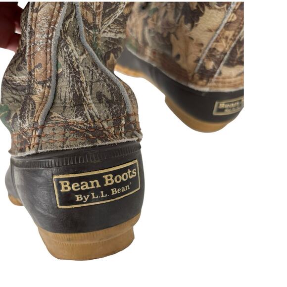 Vintage LL Bean Tall Leather Camouflage Duck Boots Womens Size 6.5 -7 Hunting - Picture 7 of 13